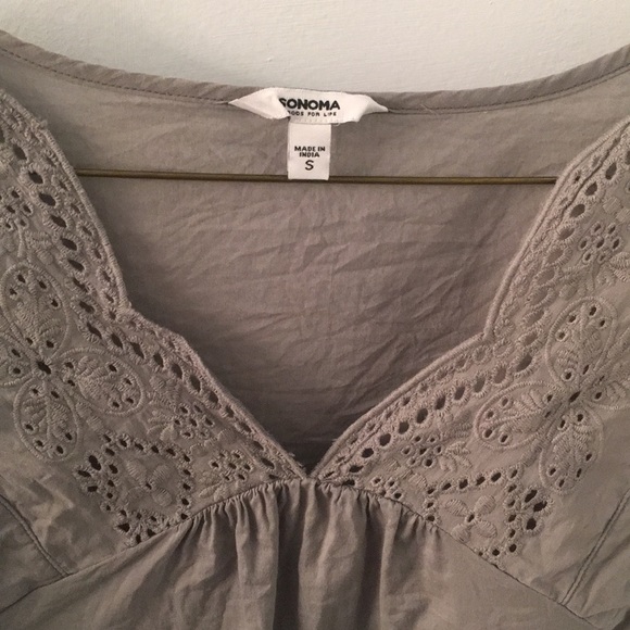 Sonoma Tops - Grey Lace shoulder eyelit Sonoma